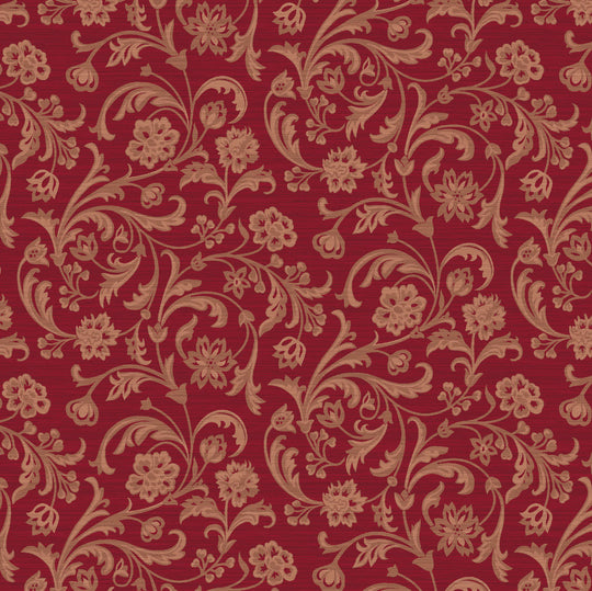 Verona, Floral, Red/Gold, Upholstery Fabric