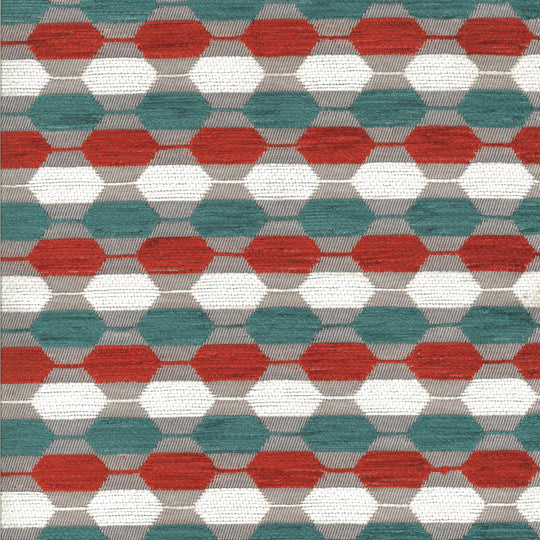 Galway, Rubik Teal/Brick, Upholstery Fabric