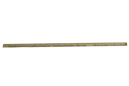 Wooden Rule Brass End 1M Dual Marked