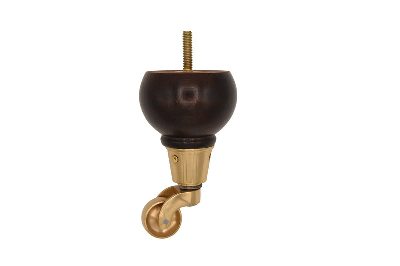 W13 Leg Mahogany With Brass Castor - H:125mm W:70mm