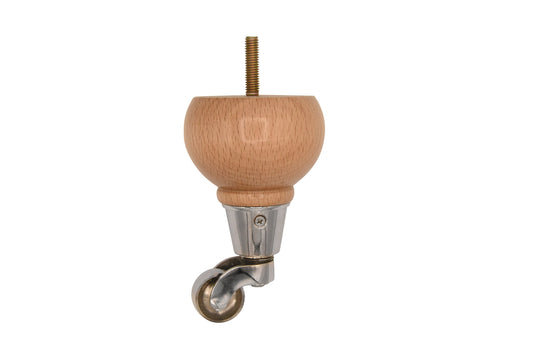 W13 Leg Natural With Chrome Castor - H:125mm W:70mm